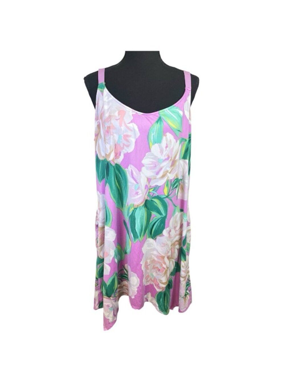 Lilac & London Adjustable Strap Nightgown Sz XXL Sleeveless Chemise Peony Purple